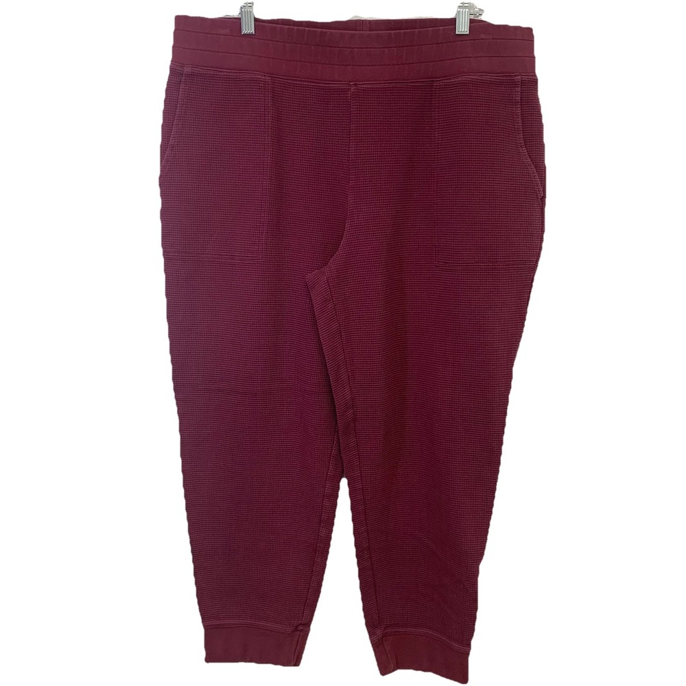 Lands End Waffle Knit Jogger Pants Woman Sz 18 Pull On Pockets Lounge Travel